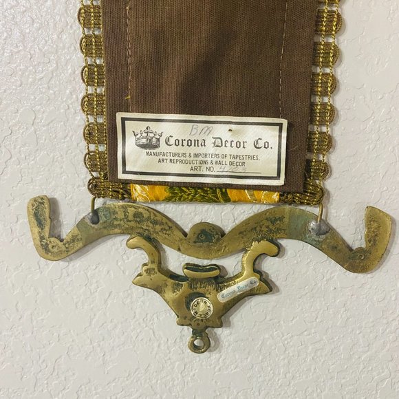 Antique Corona River Co. Art Deco Brass/Metal Hardware Hand Embroidered Tapestry - Picture 12 of 13